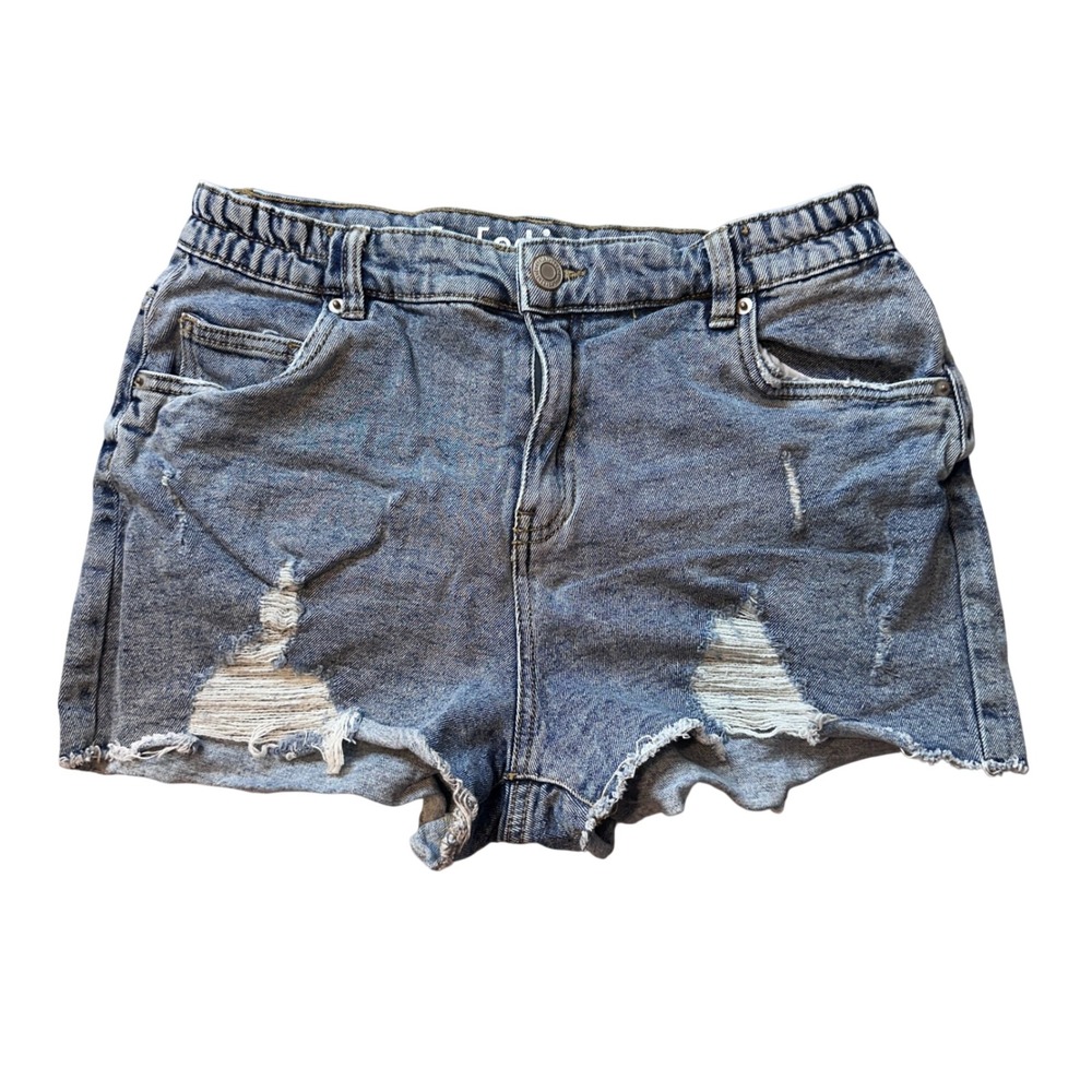 Blu Edit Denim Shorts Womens 11/30W Blue Shortie Super High Waist Distressed Raw